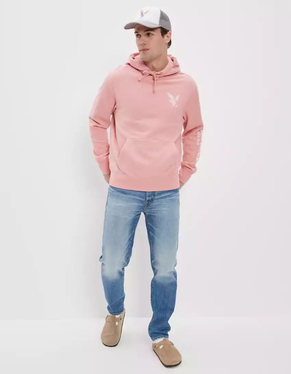 Sweat à Capuche American Eagle AE Super Soft Icon Graphique Rose Homme | YWS-31942997